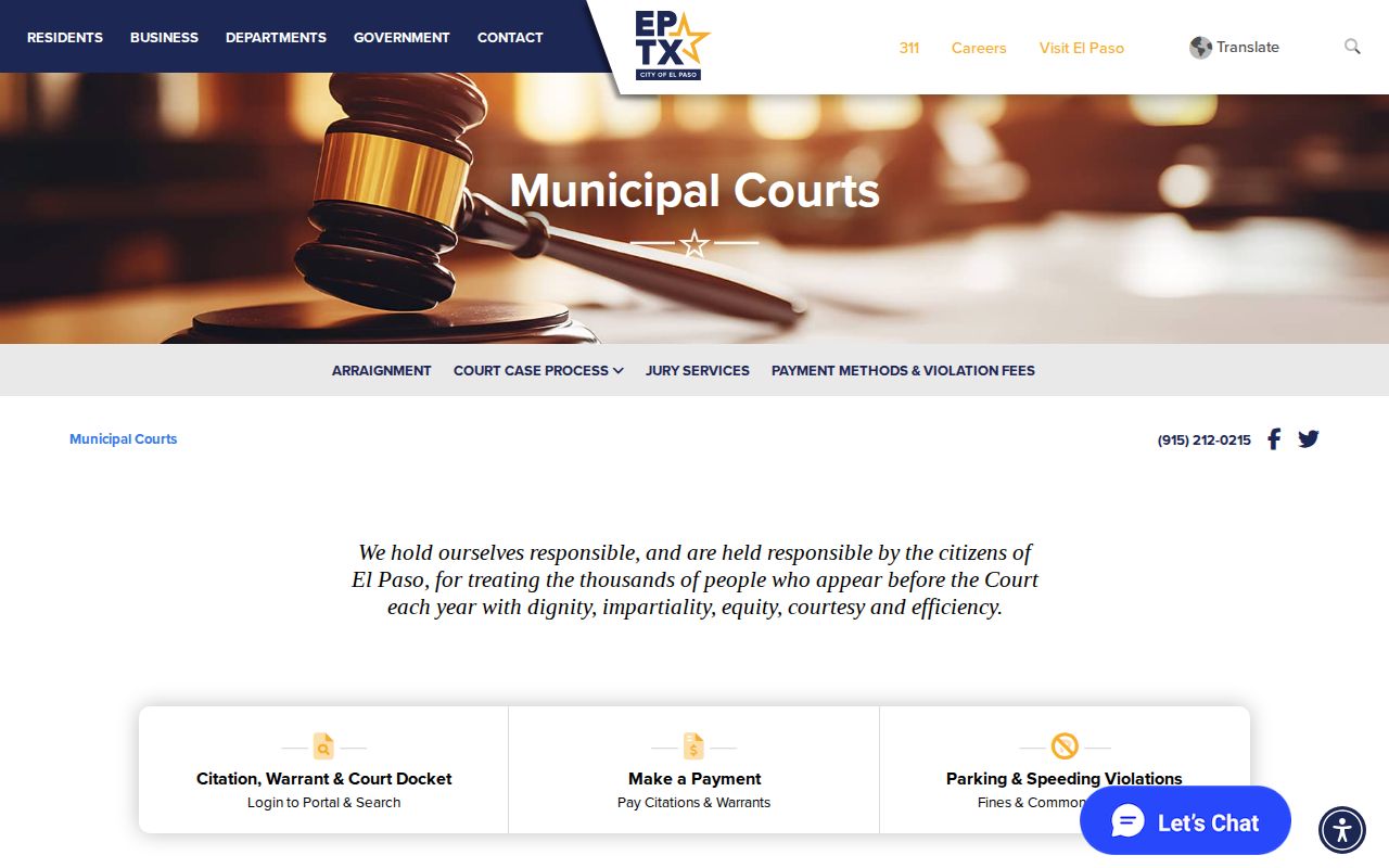 El Paso County municipal warrant reference, El Paso Municipal Court portal and payment links