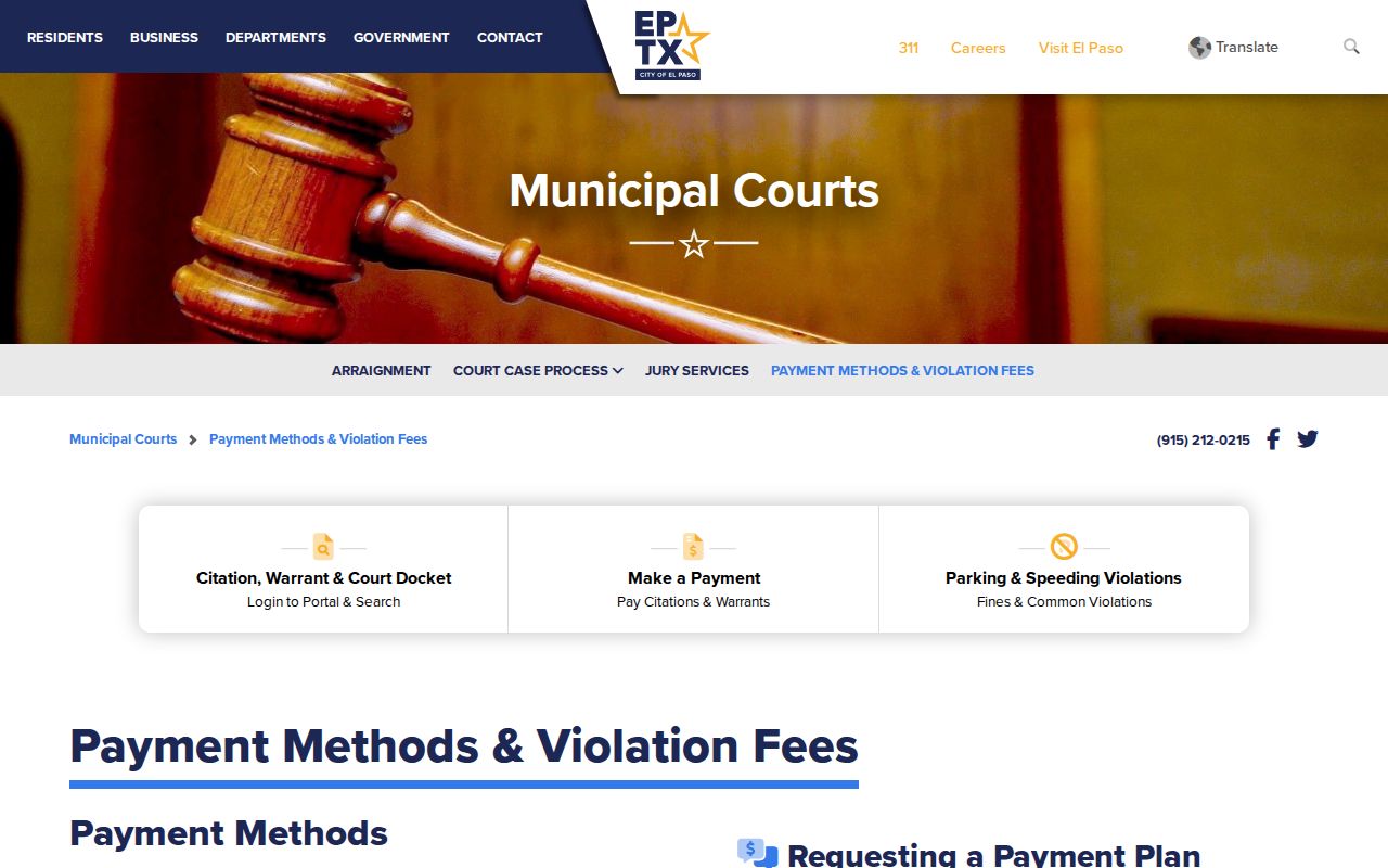 El Paso warrant records, Municipal Court payment and warrant-fee information