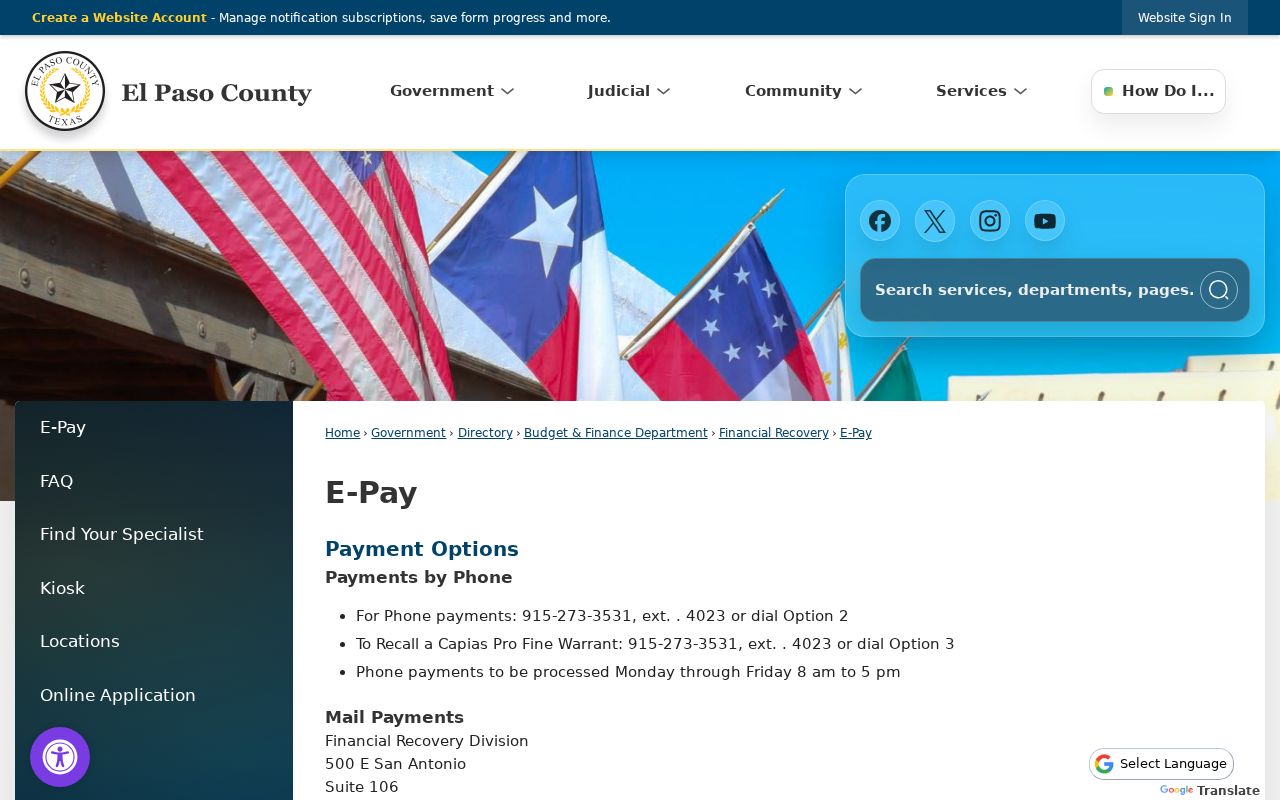 El Paso County bench warrant reference, capias pro fine recall and payment information